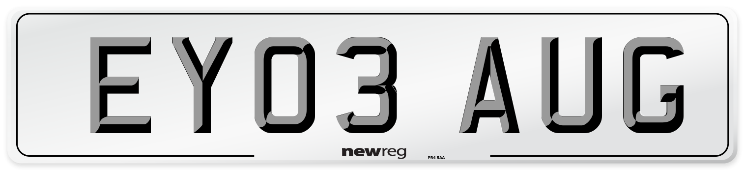 EY03 AUG Number Plate from New Reg